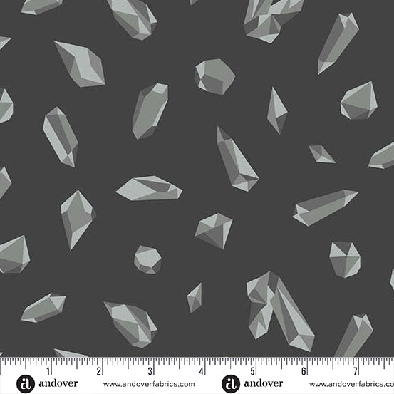 Still Quilt Fabric by Libs Elliott - Crystals in Shale Black - A-1350-K