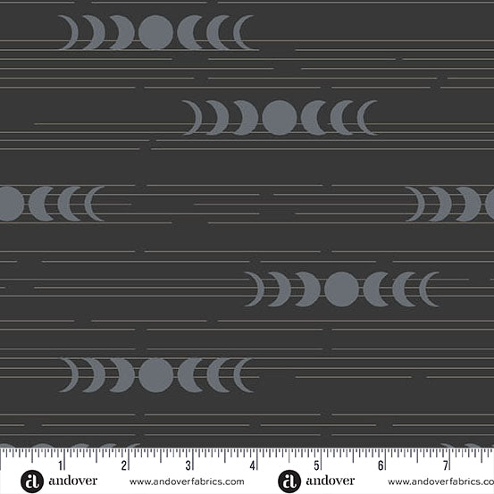 Still Quilt Fabric by Libs Elliott - Moon Phases in Shale Black - A-1351-K
