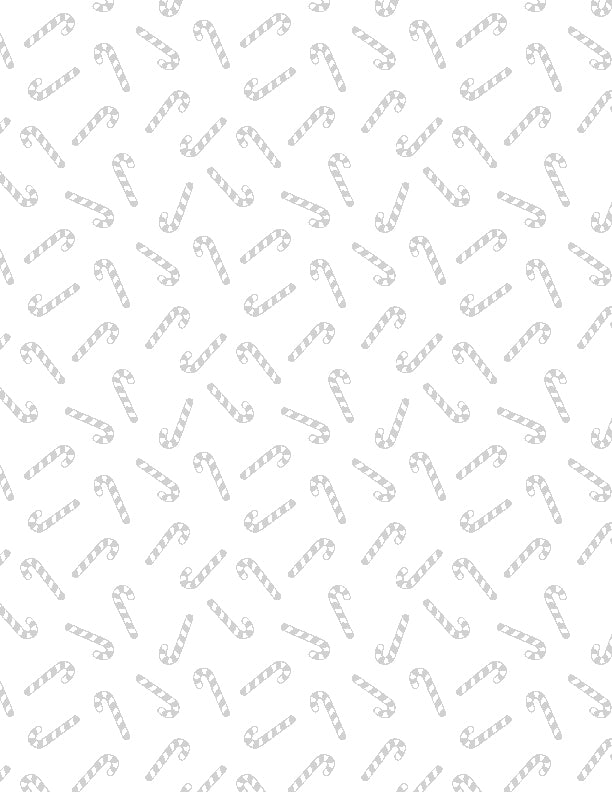 Stocking Stuffers 2 Essentials Quilt Fabric - Candy Cane Toss in White on White - 1817 39185 100