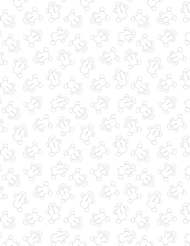 Stocking Stuffers 2 Essentials Quilt Fabric - Gingerbread Men in White on White - 1817 39189 100