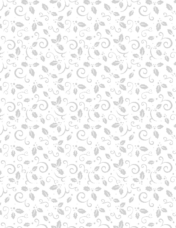 Stocking Stuffers 2 Essentials Quilt Fabric - Holly and Scrolls in White on White - 1817 39186 100