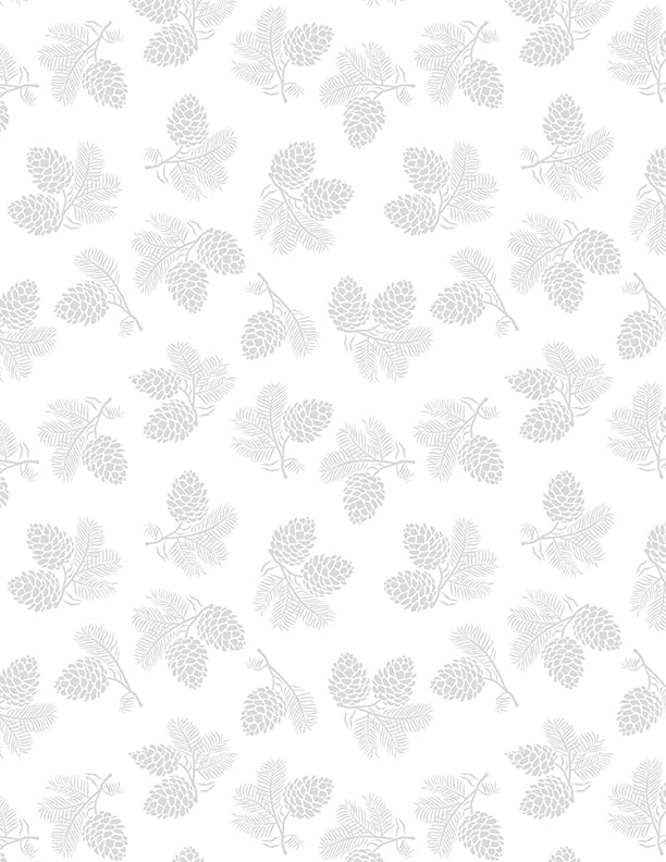 Stocking Stuffers 2 Essentials Quilt Fabric - Pinecone Toss in White on White - 1817 39166 100