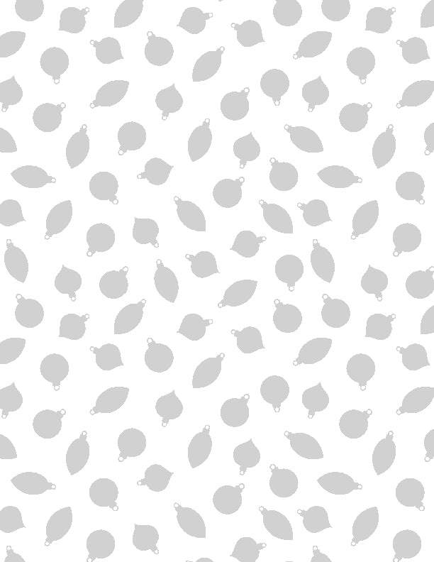 Stocking Stuffers 2 Essentials Quilt Fabric - Ornaments in White on White - 1817 39190 100
