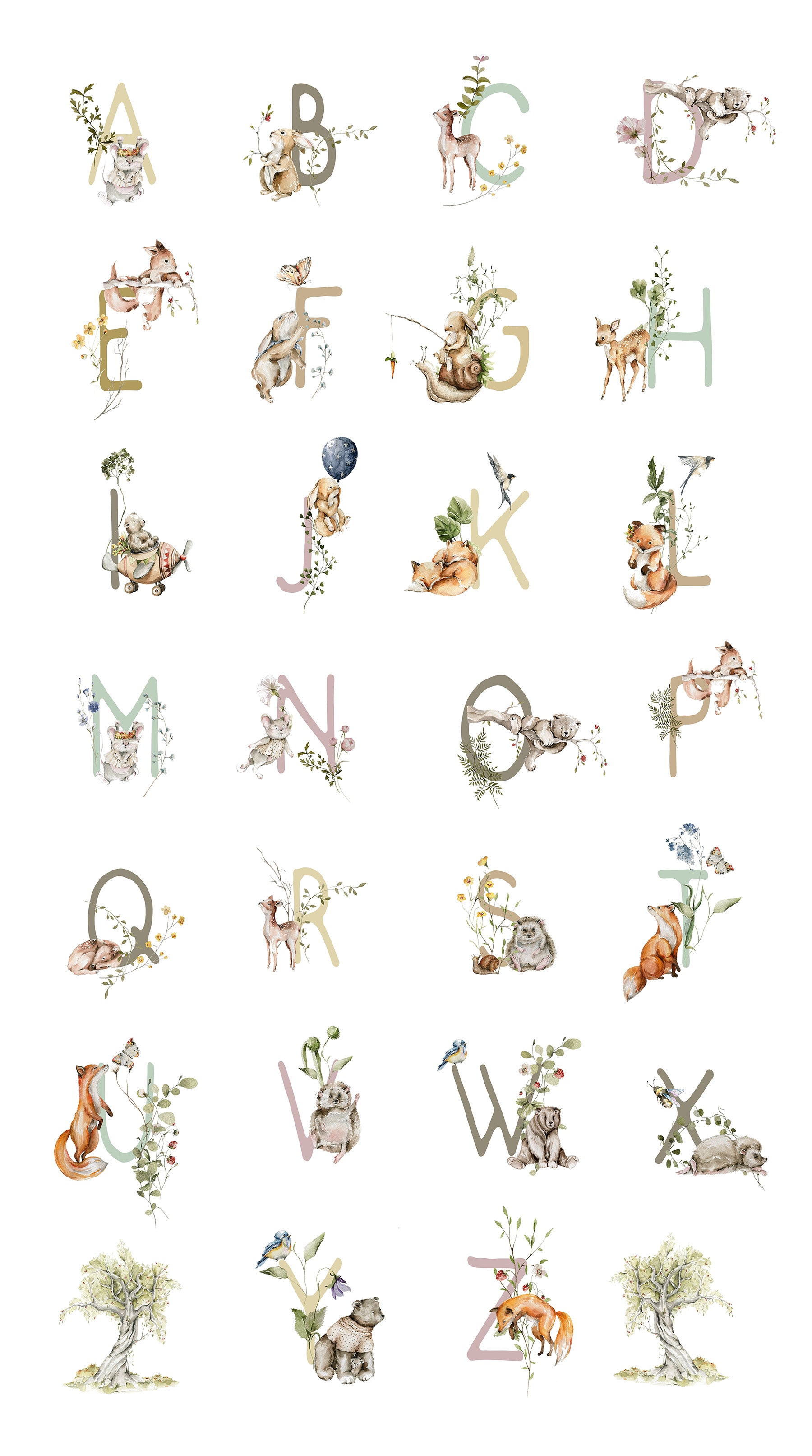 Story Book Quilt Fabric - Alphabet Panel in White - 91333-10 - SOLD AS A 25" PANEL
