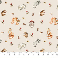 Story Book Quilt Fabric - Animals in Cream - 91335-12