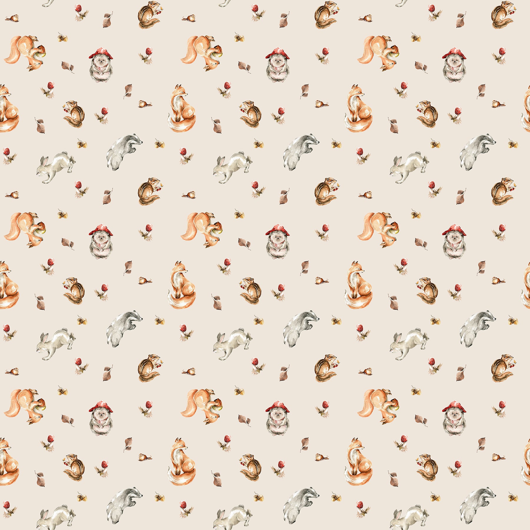 Story Book Quilt Fabric - Animals in Cream - 91335-12