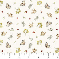 Story Book Quilt Fabric - Birds in Cream - 91337-11