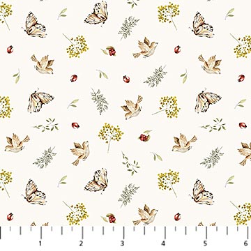 Story Book Quilt Fabric - Birds in Cream - 91337-11