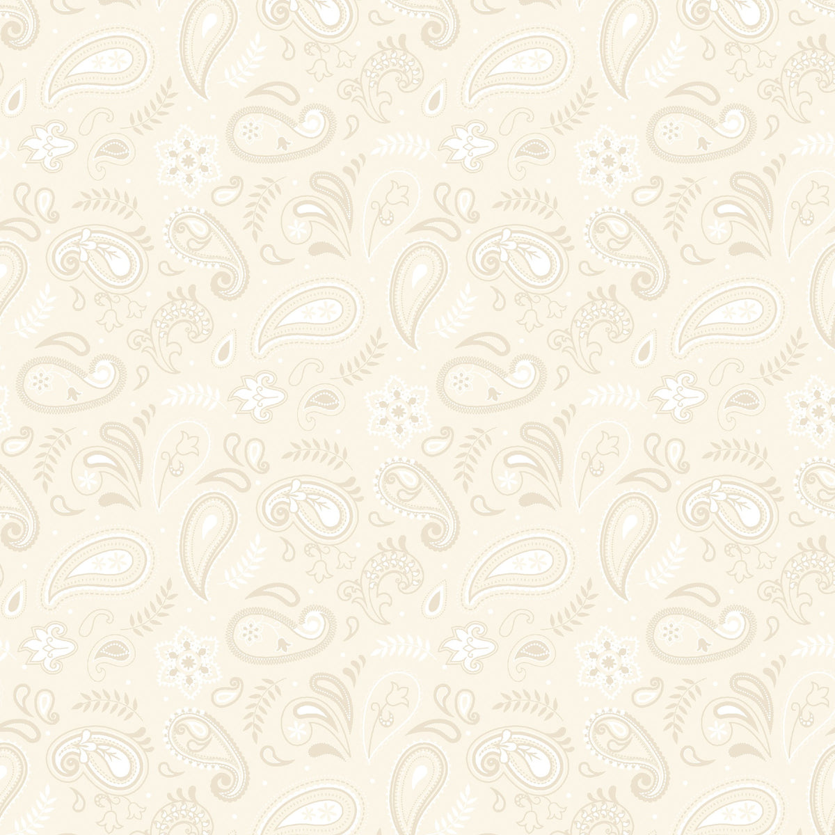Stripes and Stars Quilt Fabric - Paisley in Cream - W140-007-025