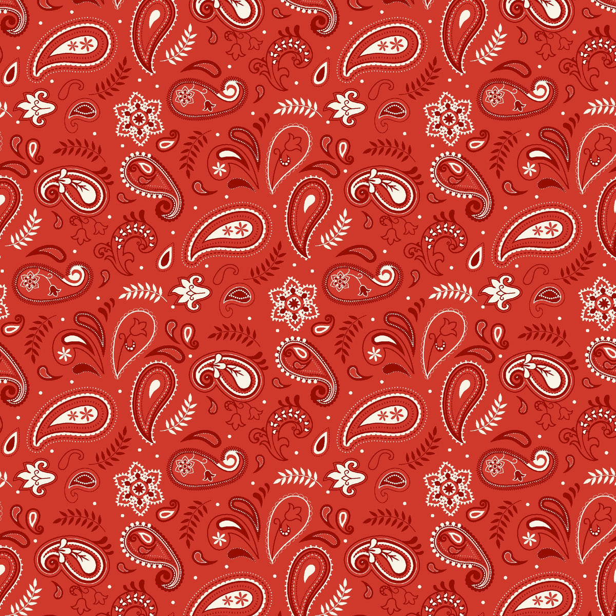 Stripes and Stars Quilt Fabric - Paisley in Red - W140-007-303