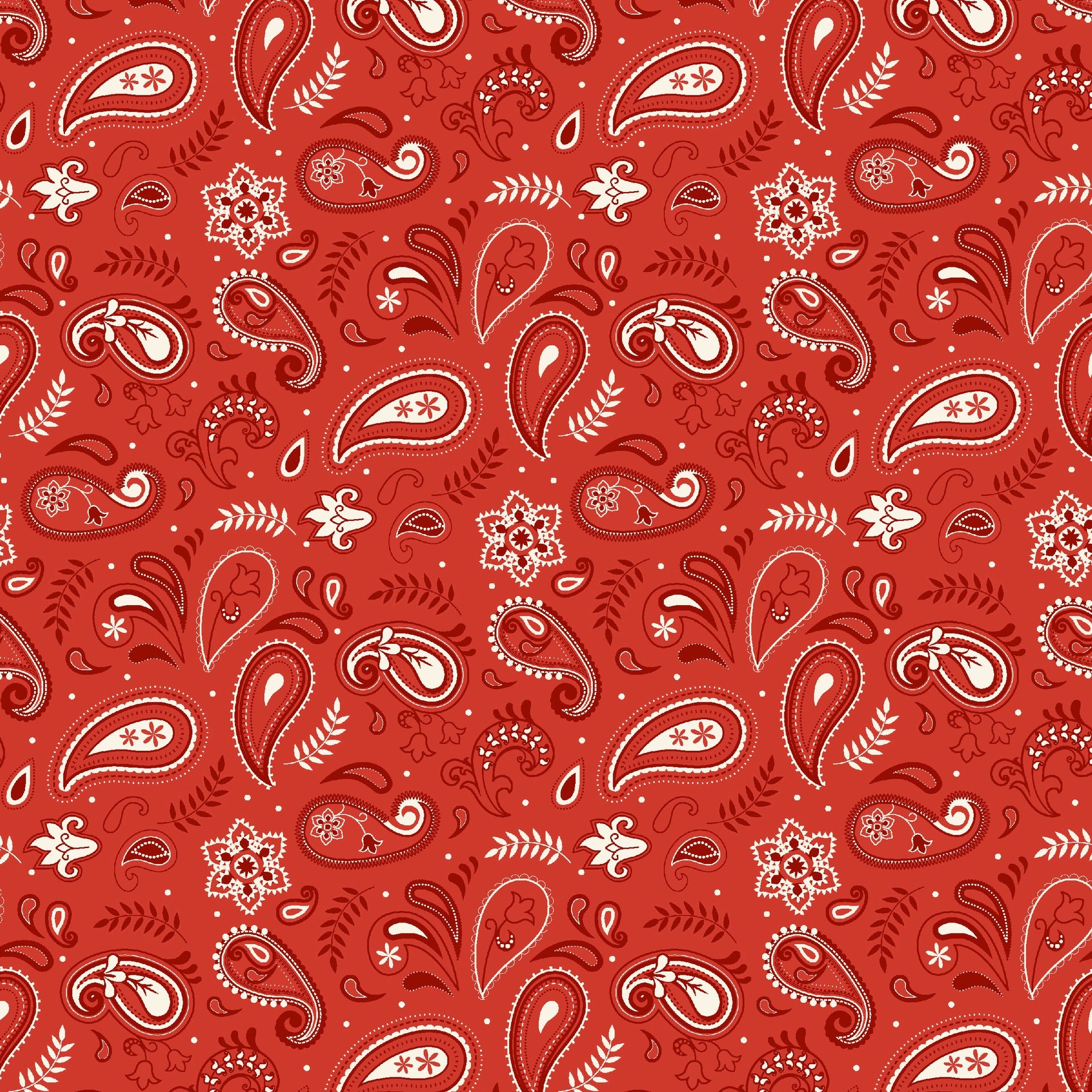 Stripes and Stars Quilt Fabric - Paisley in Red - W140-007-303