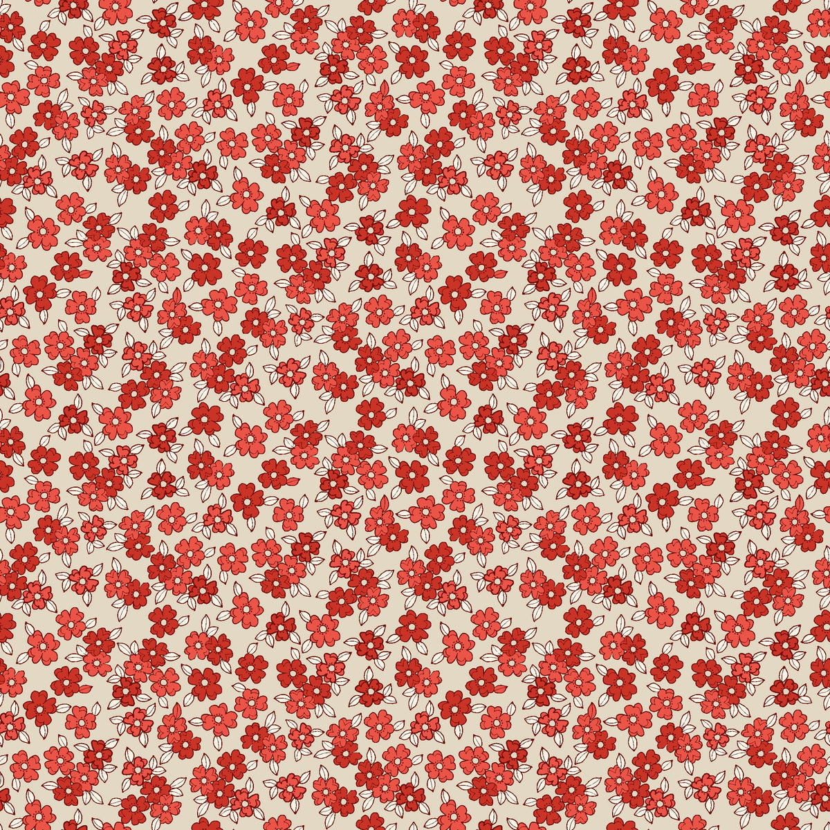 Stripes and Stars Quilt Fabric - Small Floral in Red - W140-008-030