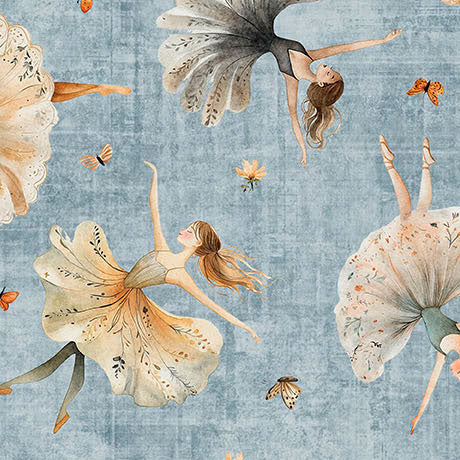 Sugar, Spice, Everything Nice Quilt Fabric - Dancers in Dusty Blue - 2600 31596 B