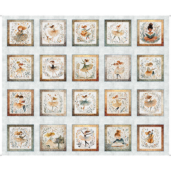 Sugar, Spice, Everything Nice Quilt Fabric - Girl Picture Patches in Gray - 2600 31595 K - SOLD AS A 36" PANEL