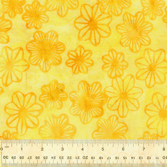 Summer Days Batik Quilt Fabric - Lilypad in Sunshine Yellow - 3386Q-X