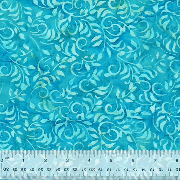 Summer Days Batik Quilt Fabric - Vines in Aqua - 3392Q-X