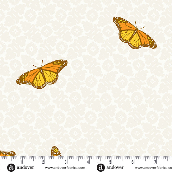 Sun Print 2024 Quilt Fabric by Alison Glass - Camouflage (Butterflies) in Pearl White - A-1013-L