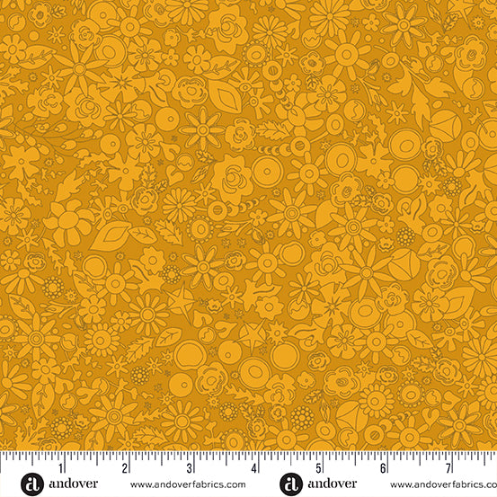 Sun Print 2024 Quilt Fabric by Alison Glass - Woodland Floral in Golden Gold/Orange - A-790-Y