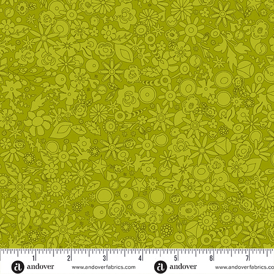 Sun Print 2024 Quilt Fabric by Alison Glass - Woodland Floral in Leaf Green - A-790-V