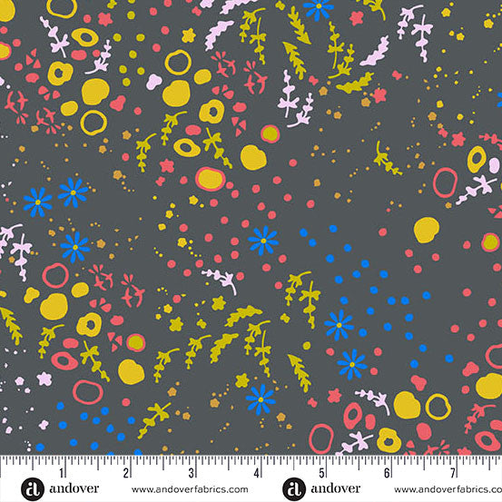 Sun Print 2026 Quilt Fabric by Alison Glass - Equanimity Floral in Dark (Gray) - A-10048-K