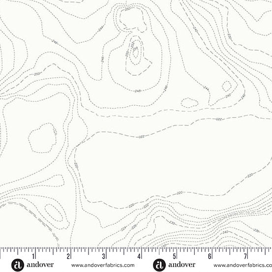 Sun Print Whisper Quilt Fabric by Alison Glass - Topography in Boulder Off White/Gray - A-1557-C