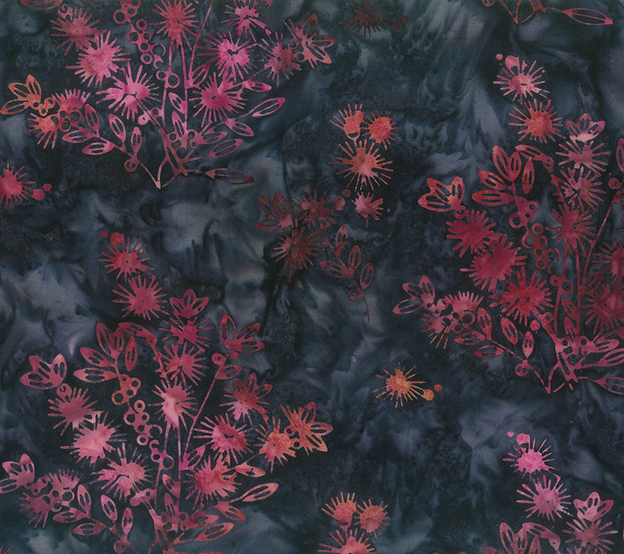 Sunburnt Country Batik Quilt Fabric - Bottlebrush in Midnight Black - 83510-49