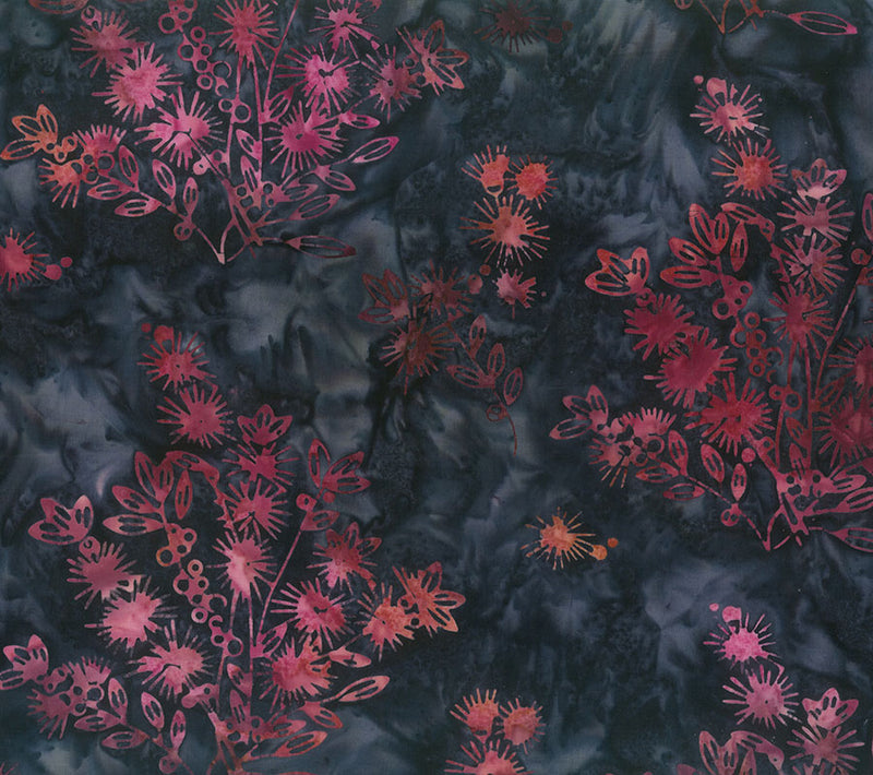 Sunburnt Country Batik Quilt Fabric - Bottlebrush in Midnight Black - 83510-49