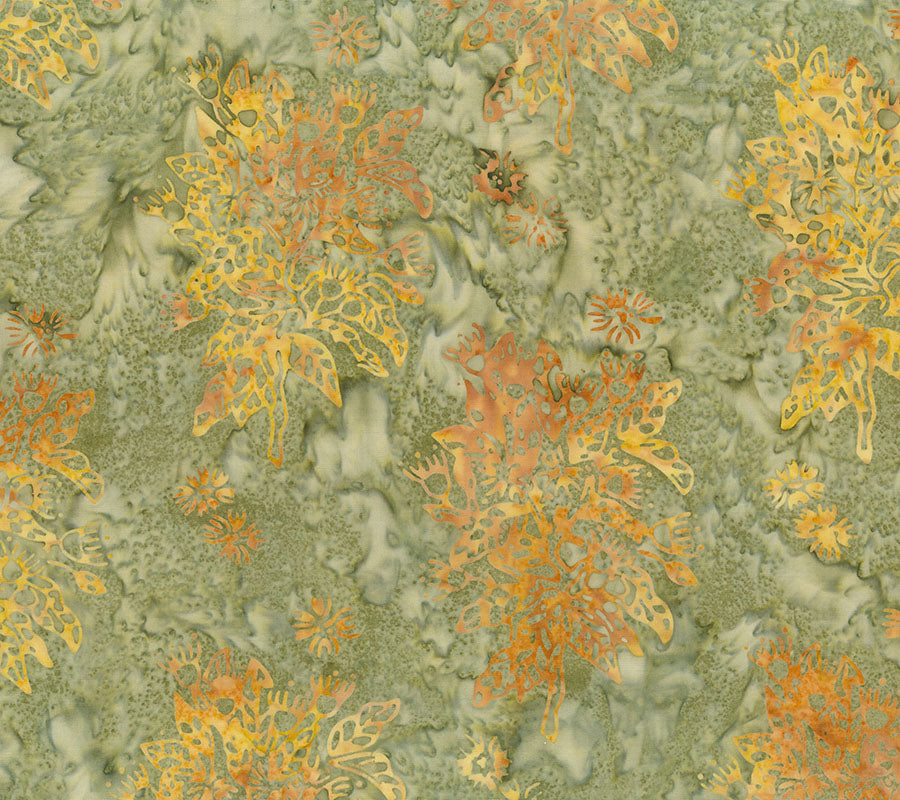 Sunburnt Country Batik Quilt Fabric - Flowering Eucalyptus in Pear Green - 83511-70