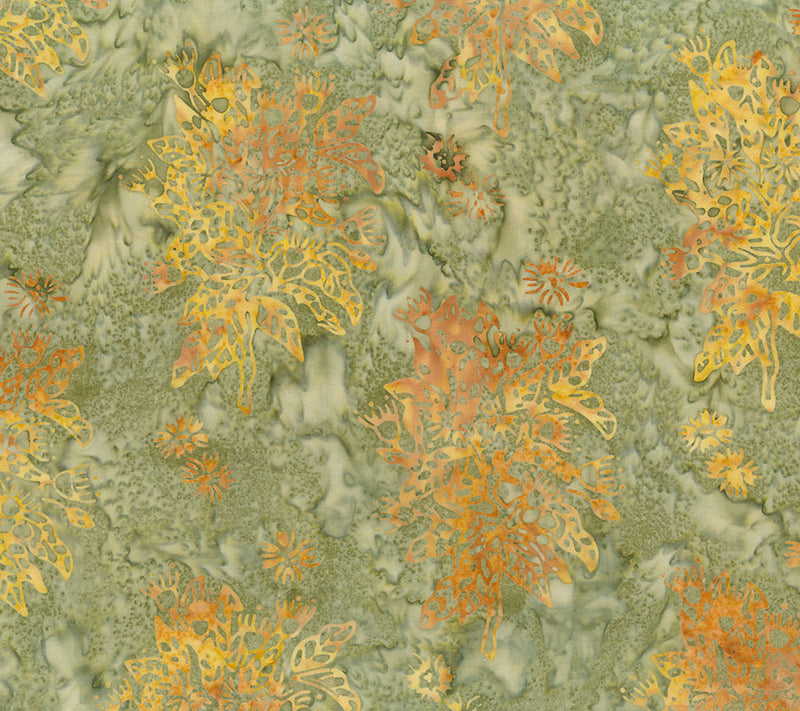 Sunburnt Country Batik Quilt Fabric - Flowering Eucalyptus in Pear Green - 83511-70