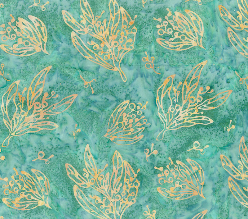 Sunburnt Country Batik Quilt Fabric - Wattle in Aquamarine - 83514-65