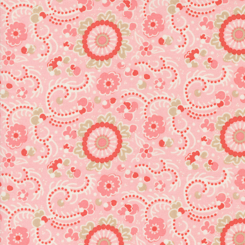 Sunday Brunch Quilt Fabric - Blintz Florals in Bellini Pink - 30751 14