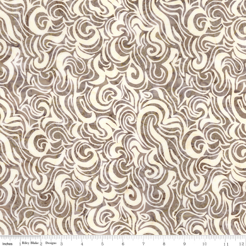 Sunken Treasure Expressions Batik Quilt Fabric - Currents in Powdered Coffee Kiss Brown - BT23716-541