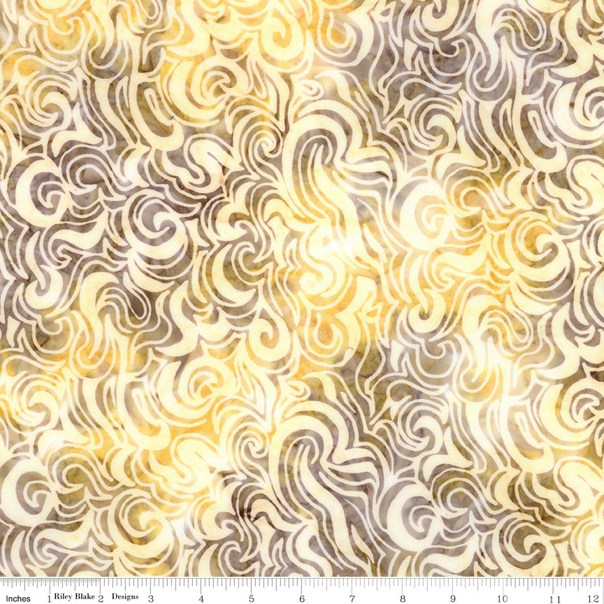 Sunken Treasure Expressions Batik Quilt Fabric - Currents in Powdered Hazelnut Latte Brown/Gold - BT23716-263