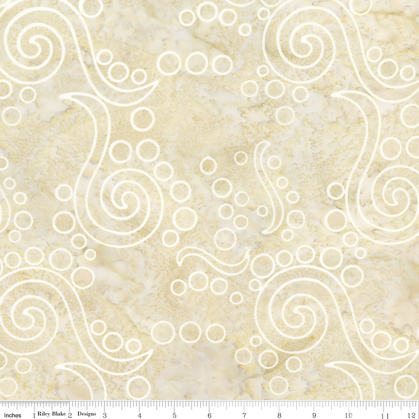 Sunken Treasure Expressions Batik Quilt Fabric - Swirls and Bubbles in Coastal Path Cream  - BT23711-132