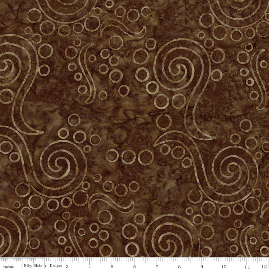Sunken Treasure Expressions Batik Quilt Fabric - Swirls and Bubbles in Walnut Brown - BT23711-138
