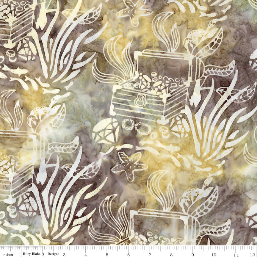 Sunken Treasure Expressions Batik Quilt Fabric - Treasure Chest in Magnetic Fields Brown - BT23714-142