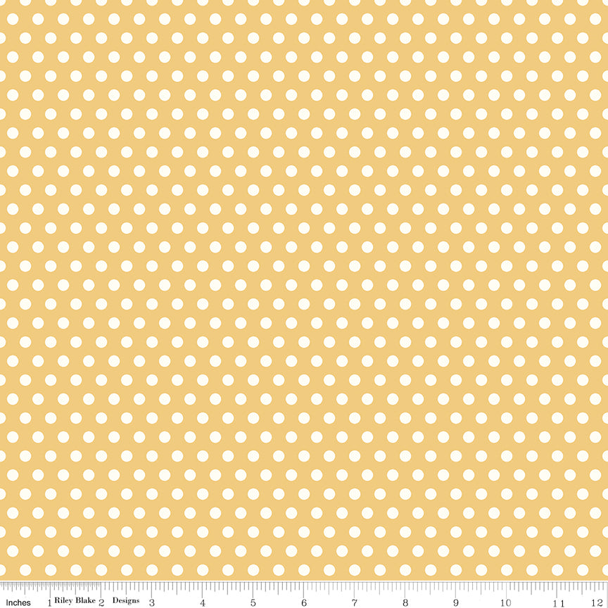 Sunsetridge Quilt Fabric - Dots in Honey Yellow - C15735-HONEY
