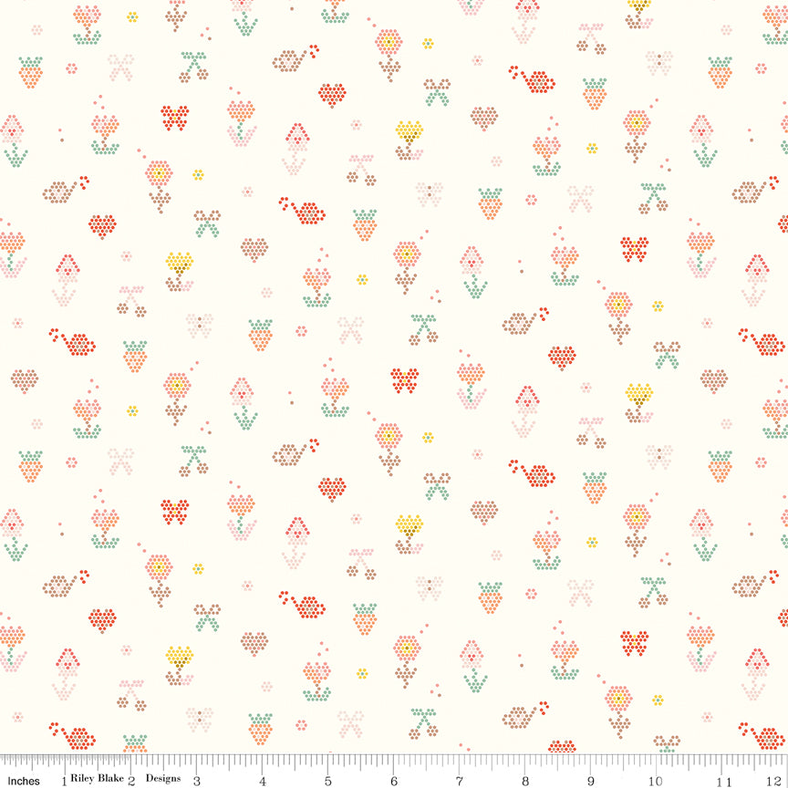 Sunsetridge Quilt Fabric - Mosaic in Cream - C15734-CREAM