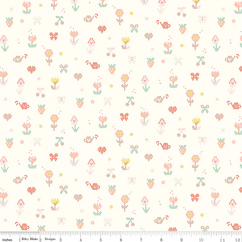 Sunsetridge Quilt Fabric - Mosaic in Cream - C15734-CREAM