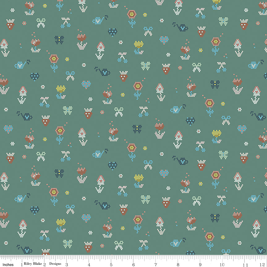 Sunsetridge Quilt Fabric - Mosaic in Lodge Pole Green - C15734-LODGEPOLE