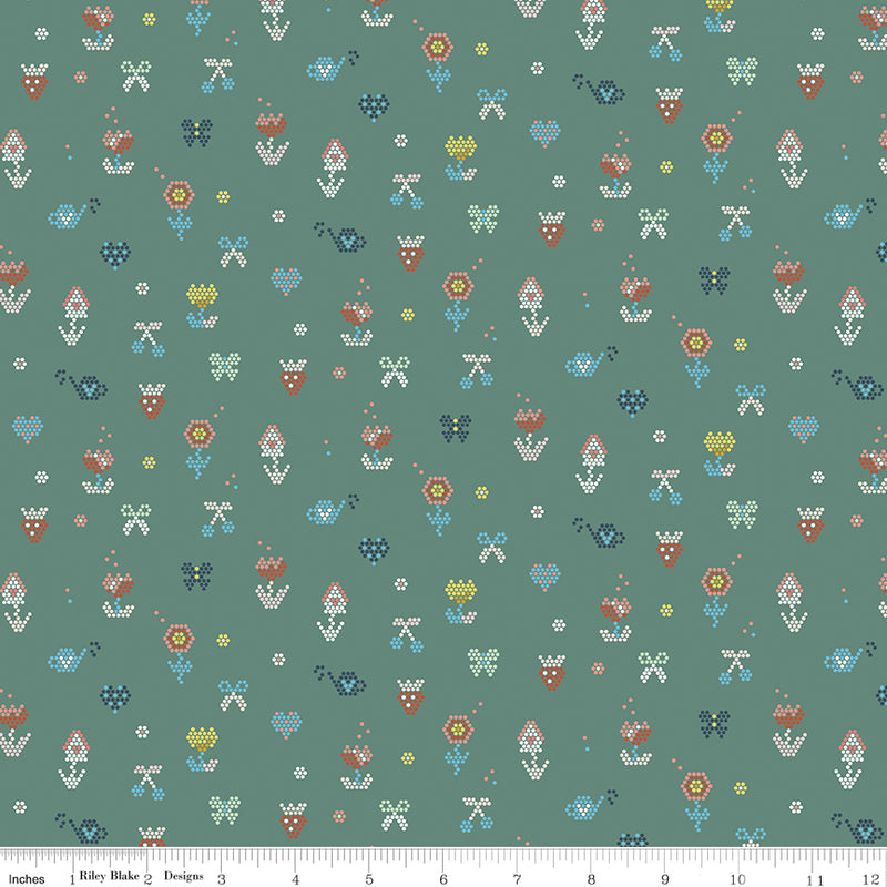 Sunsetridge Quilt Fabric - Mosaic in Lodge Pole Green - C15734-LODGEPOLE