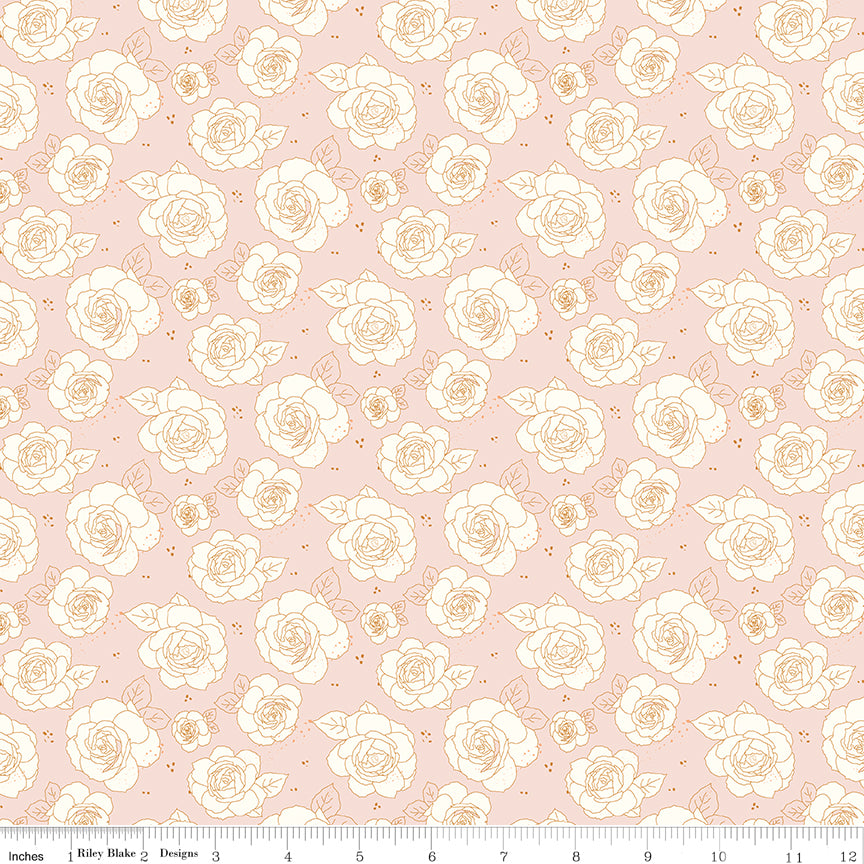 Sunsetridge Quilt Fabric - Roses in Ballerina Pink - C15731-BALLERINA