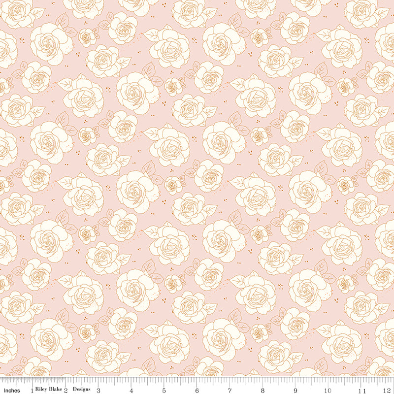 Sunsetridge Quilt Fabric - Roses in Ballerina Pink - C15731-BALLERINA