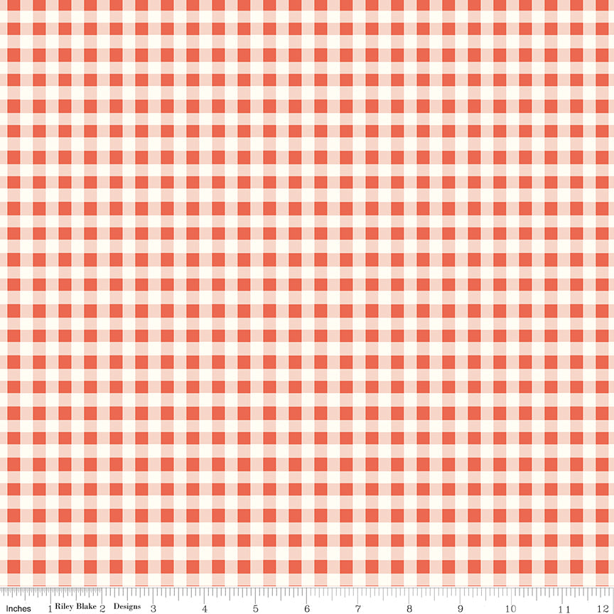 Sunsetridge Quilt Fabric - Plaid in Rouge Pink/Orange - C15736-ROUGE