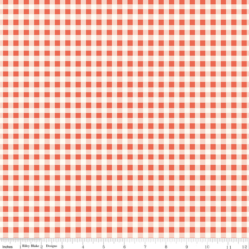 Sunsetridge Quilt Fabric - Plaid in Rouge Pink/Orange - C15736-ROUGE