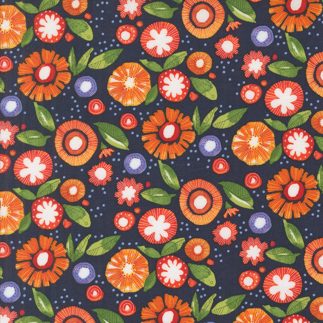 Superbloom Quilt Fabric - Posy Party in Indigo Blue/Multi - 48786 16