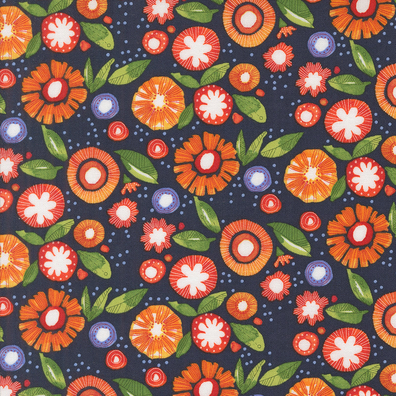 Superbloom Quilt Fabric - Posy Party in Indigo Blue/Multi - 48786 16