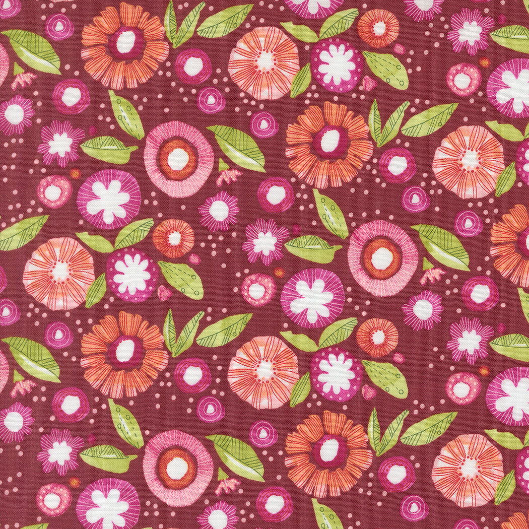 Superbloom Quilt Fabric - Posy Party in Zinnia Burgundy/Multi - 48786 22