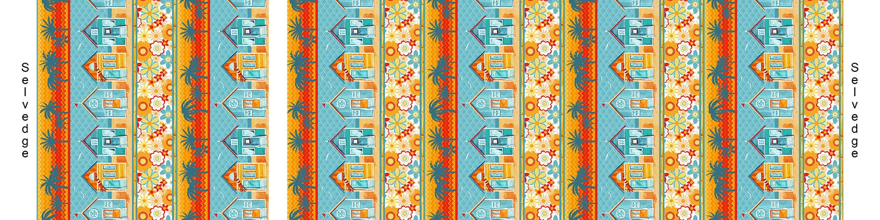 Surf's Up Quilt Fabric - Beach Cottage Border Stripe in Multi - 1166-18