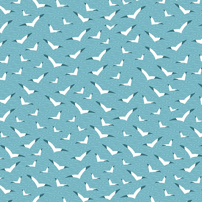 Surf's Up Quilt Fabric - Seagulls in Blue - 1160-11